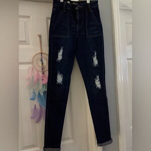 Women’s Dark Navy Distressed Skinny Jeans
